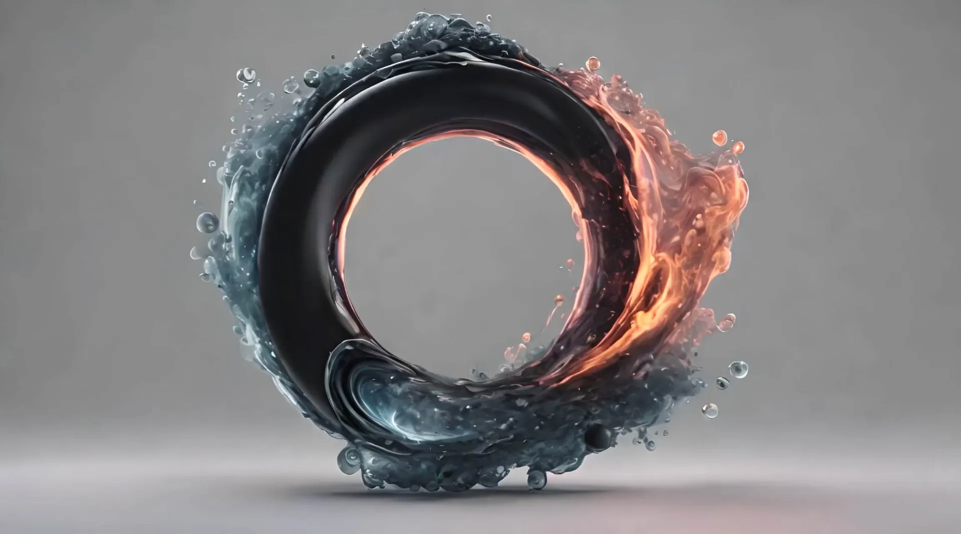 Fiery Swirl and Aquatic Elegance Abstract Backdrop